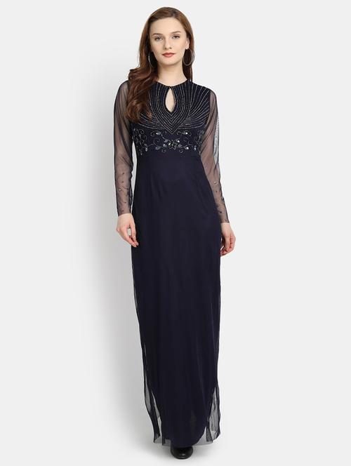 key hole neck embellished gown dress - 17892962 - Very Small Image - 1