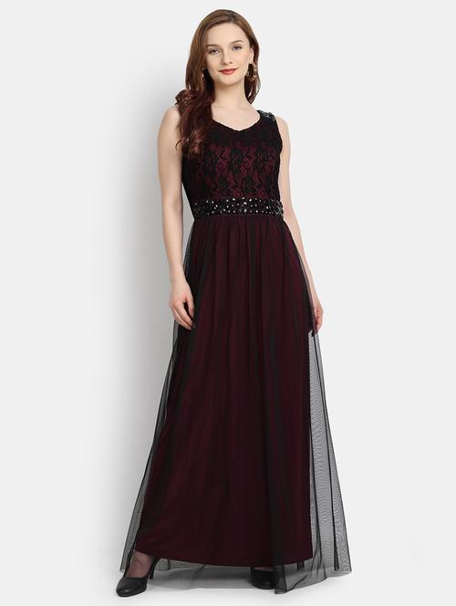v-neck embellished gown dress - 17892969 - Very Small Image - 1