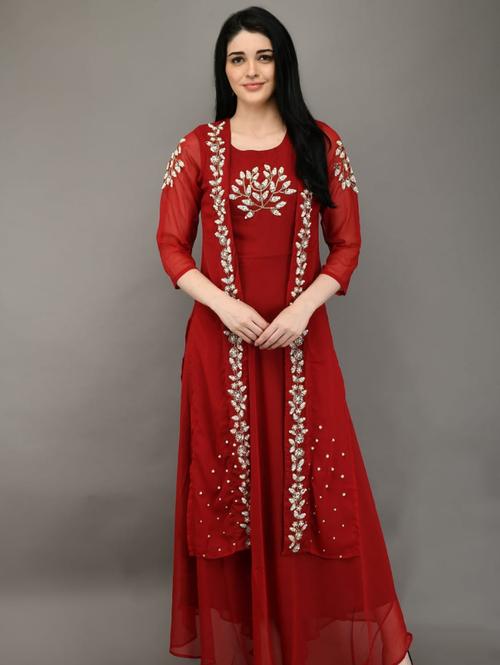 red net kurti - 17893284 - Very Small Image - 1