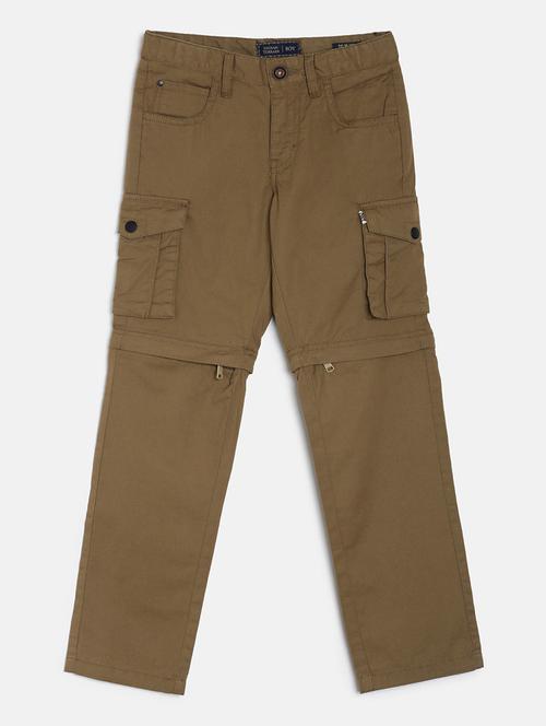 olive green solid casual trouser - 17893444 - Very Small Image - 1