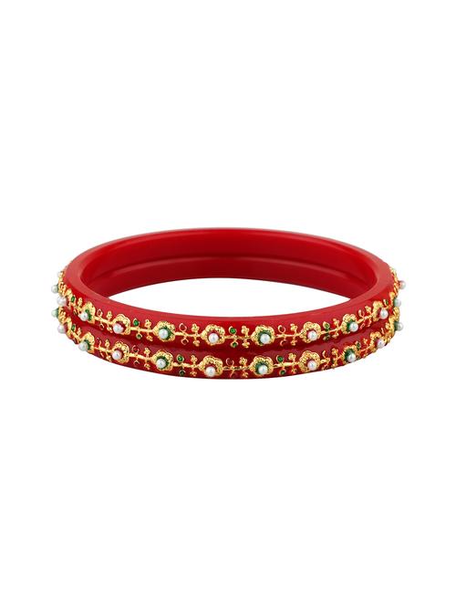 golden floral design acrylic bangles set - 17893976 - Very Small Image - 1
