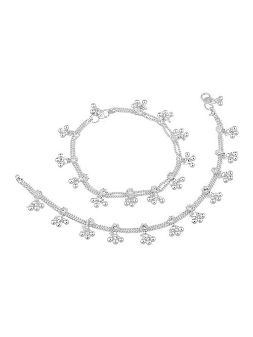 silver jhalar ghungroo payal anklets - 17894008 - Very Small Image - 1
