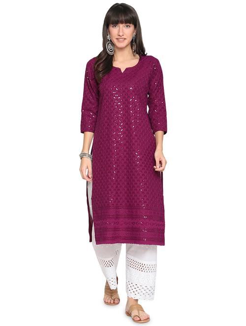 chikankari straight kurta - 17894230 - Very Small Image - 1
