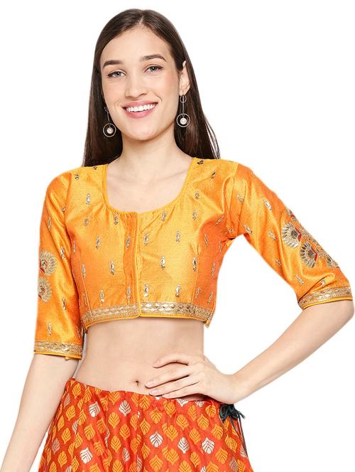 yellow cotton blend embroidered blouse - 17894374 - Very Small Image - 1