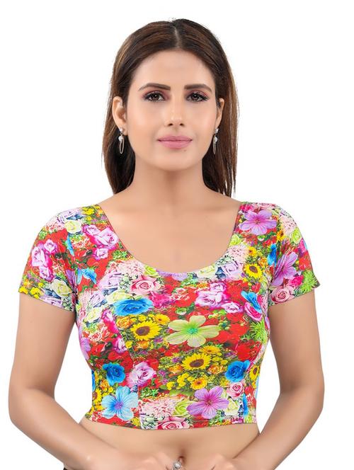 multi colored cotton lycra printed blouse - 17894404 - Very Small Image - 1