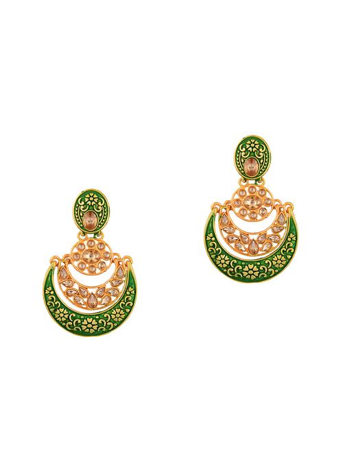 green metal chandballi earring - 17894934 - Very Small Image - 1