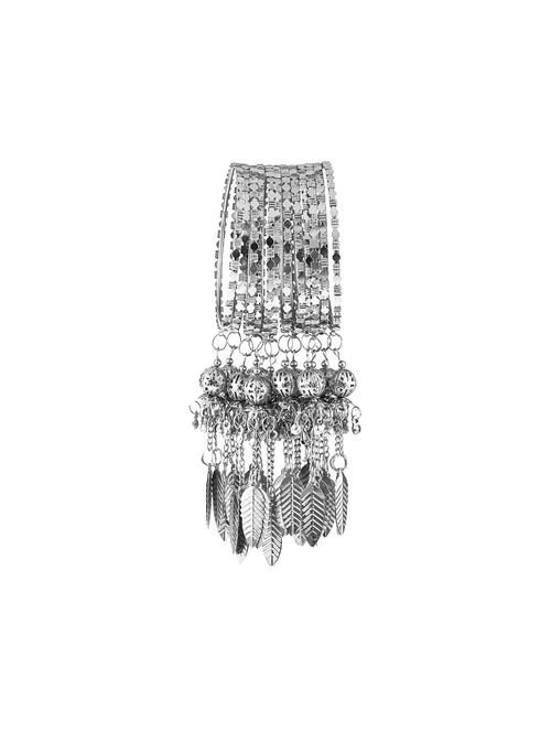 antique oxidized latkan charm bracelet bangle set (12pc) - 17894998 - Very Small Image - 1