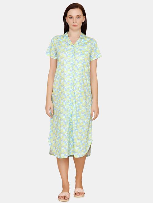 lapel neck printed sleepshirt - 17895556 - Very Small Image - 1