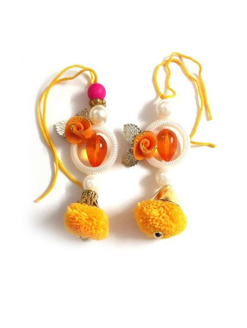 floral bead work chuda thread rakhi - 17895613 - Very Small Image - 1