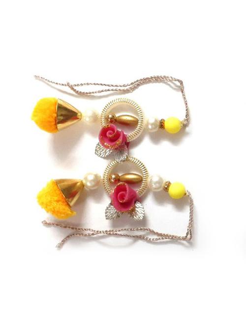 floral bead work chuda thread rakhi - 17895619 - Very Small Image - 1