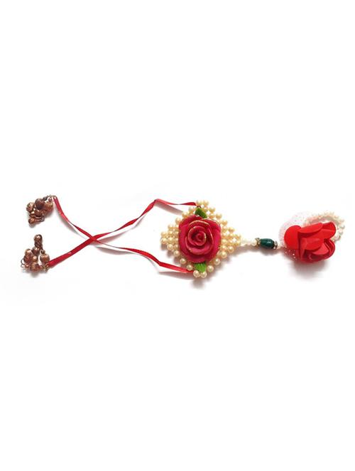 floral bead work handcrafted thread rakhi - 17895733 - Very Small Image - 1