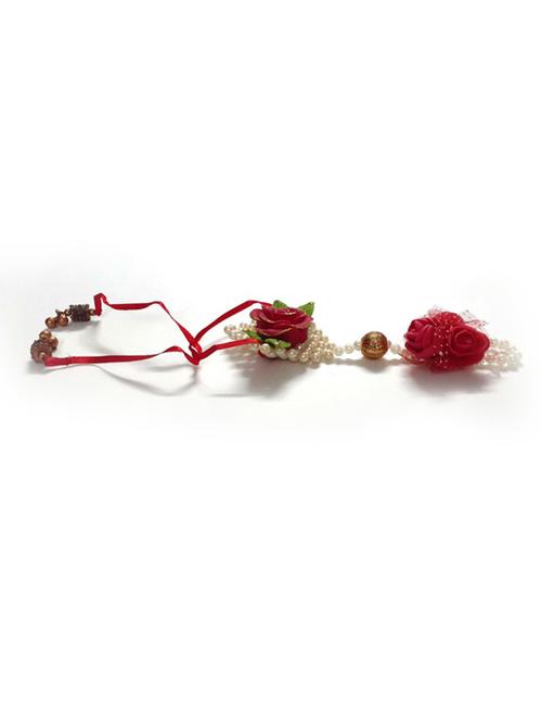 floral bead work handcrafted thread rakhi - 17895744 - Very Small Image - 1