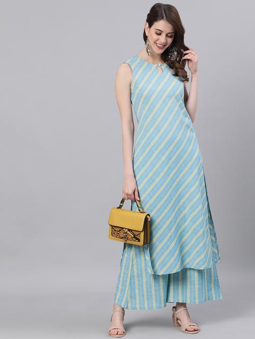 striped kurta palazzo set - 17895878 - Very Small Image - 1