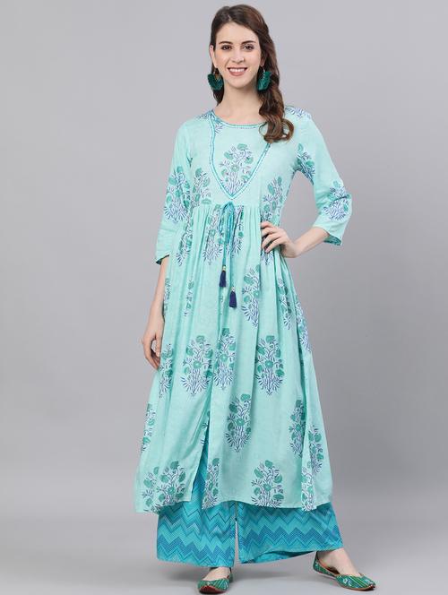 floral printed kurta palazzo set - 17895879 - Very Small Image - 1