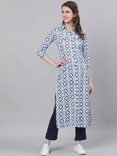 indigo straight kurta - 17895882 - Very Small Image - 1