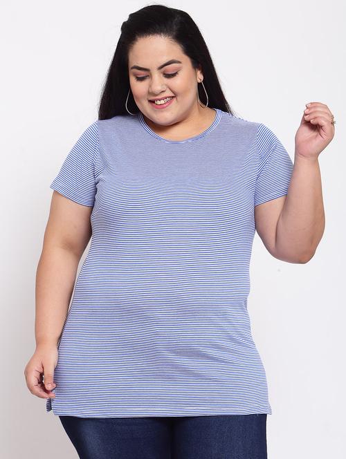 round neck striped plus tee - 17896010 - Very Small Image - 1