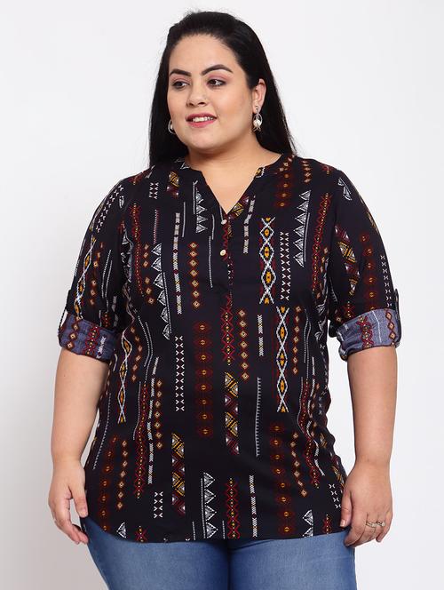 women's straight notch neck top - 17896018 - Very Small Image - 1