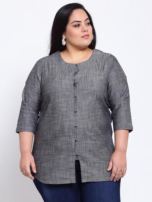 slit sleeved printed plus top - 17896046 - Very Small Image - 1