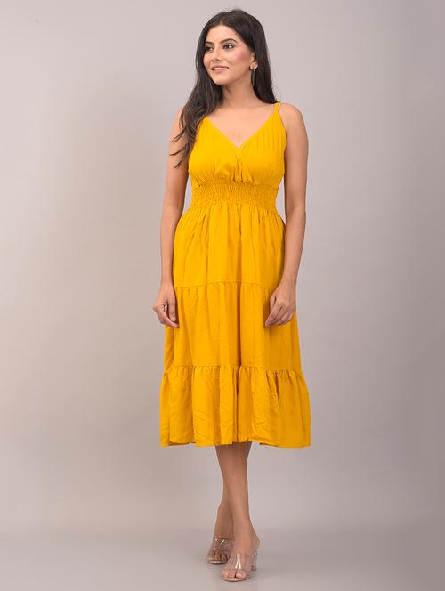 yellow rayon dress - 17896246 - Very Small Image - 1