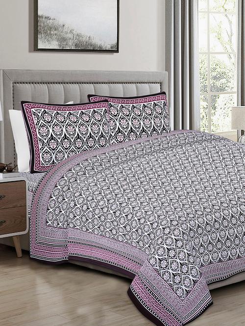 texstylers 100% cotton 120x120 inches super king size jaipuri print bedsheet with 2 pillow covers - 17896760 - Very Small Image - 1