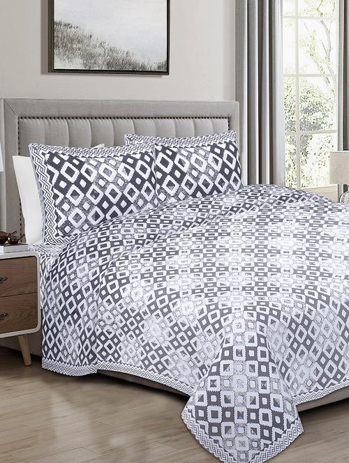 texstylers 100% cotton 120x120 inches super king size jaipuri print bedsheet with 2 pillow covers - 17896766 - Very Small Image - 1
