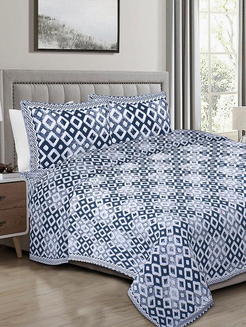 texstylers 100% cotton 120x120 inches super king size jaipuri print bedsheet with 2 pillow covers - 17896768 - Very Small Image - 1