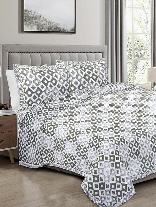 texstylers 100% cotton 120x120 inches super king size jaipuri print bedsheet with 2 pillow covers - 17896769 - Very Small Image - 1