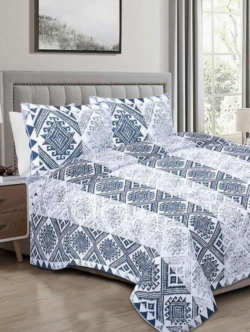 texstylers 100% cotton 120x120 inches super king size jaipuri print bedsheet with 2 pillow covers - 17896772 - Very Small Image - 1