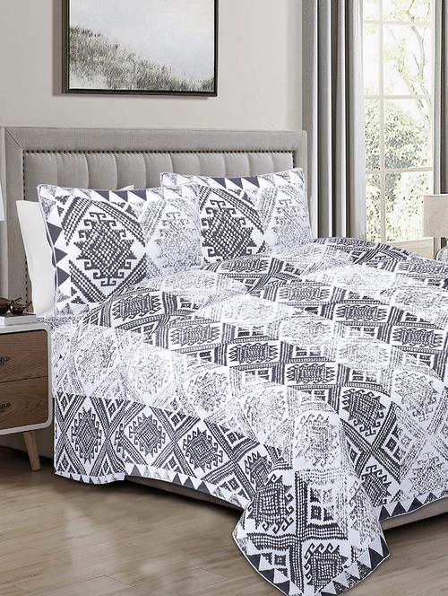 texstylers 100% cotton 120x120 inches super king size jaipuri print bedsheet with 2 pillow covers - 17896773 - Very Small Image - 1