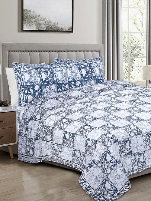 texstylers 100% cotton 120x120 inches super king size jaipuri print bedsheet with 2 pillow covers - 17896776 - Very Small Image - 1