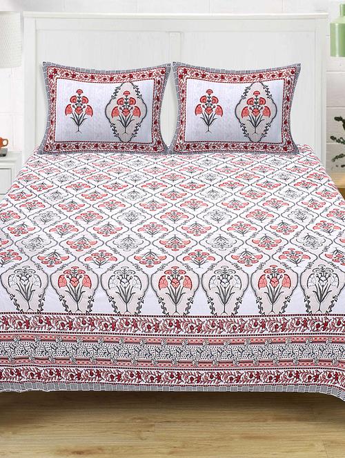 texstylers 100% cotton 120x120 inches super king size jaipuri print bedsheet with 2 pillow covers - 17896793 - Very Small Image - 1
