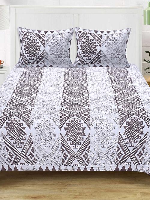 texstylers 100% cotton 120x120 inches super king size jaipuri print bedsheet with 2 pillow covers - 17896800 - Very Small Image - 1
