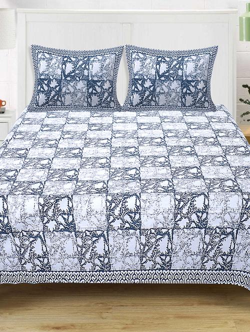 texstylers 100% cotton 120x120 inches super king size jaipuri print bedsheet with 2 pillow covers - 17896805 - Very Small Image - 1