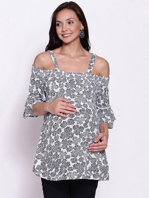 cold shoulder floral maternity wear top - 17896833 - Very Small Image - 1