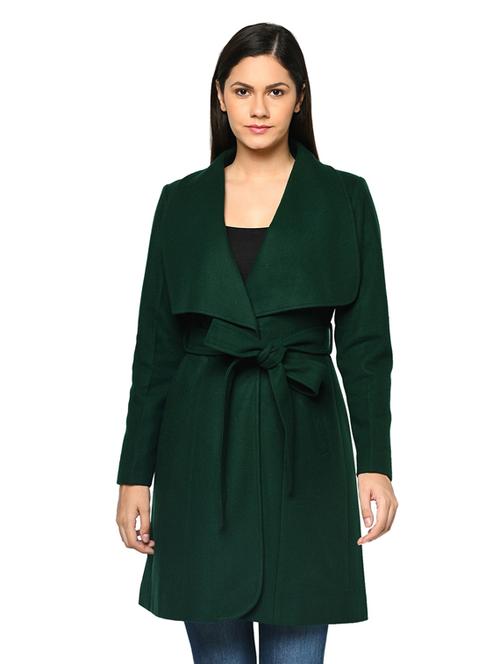 tie front solid trench/overcoat coat - 17896875 - Very Small Image - 1