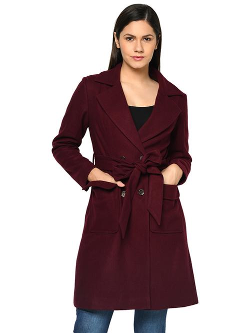 tie front solid trench/overcoat coat - 17896876 - Very Small Image - 1
