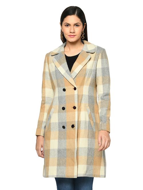 double breasted checkered trench/overcoat coat - 17896879 - Very Small Image - 1