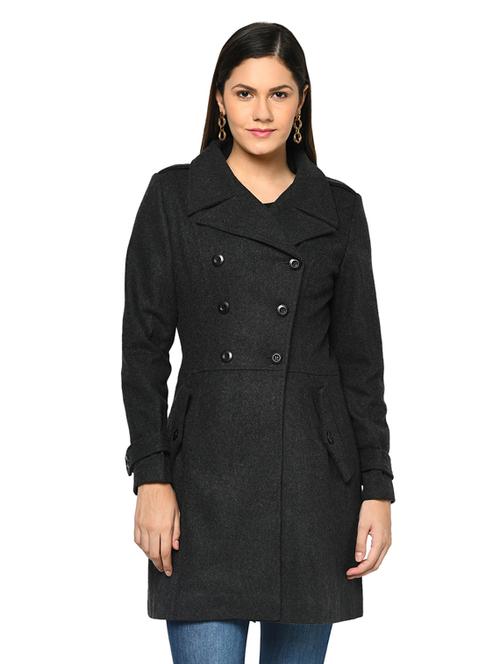 lapel neck solid trench/overcoat coat - 17896882 - Very Small Image - 1