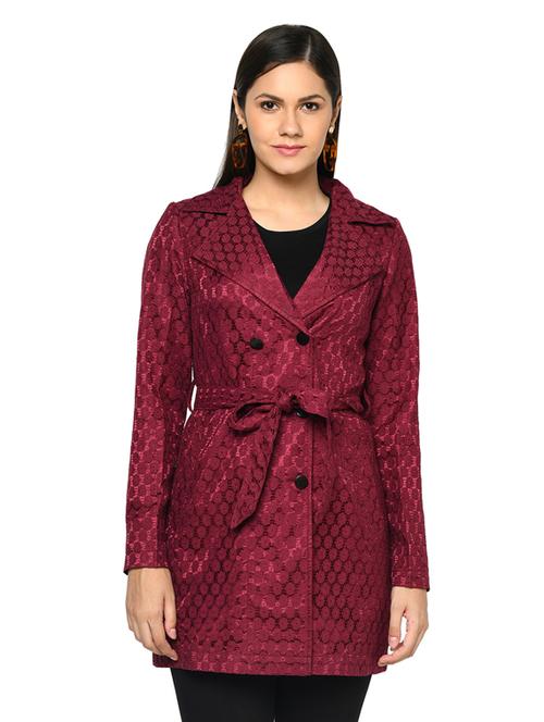 tie front printed trench/overcoat coat - 17896905 - Very Small Image - 1