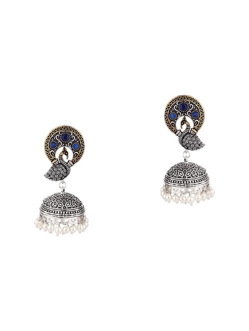 peacock dangle jhumka earrings - 17897587 - Very Small Image - 1