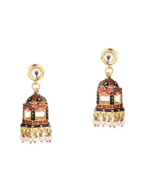 kundan jhumka earrings set - 17897610 - Very Small Image - 1