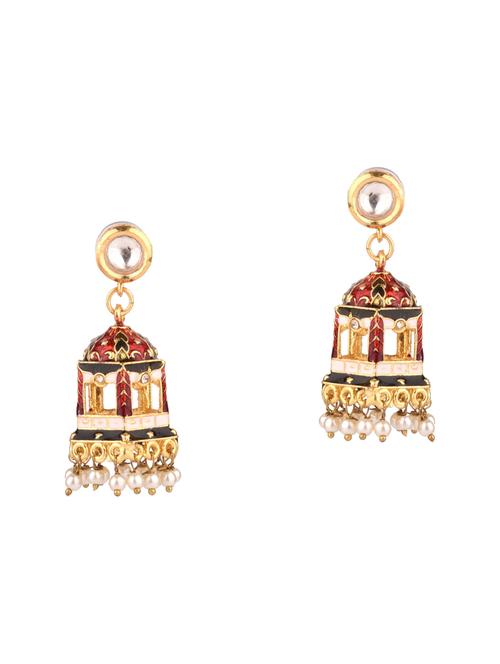 kundan jhumka earrings set - 17897612 - Very Small Image - 1