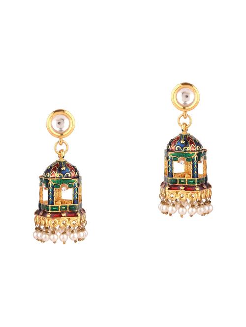 kundan jhumka earrings set - 17897613 - Very Small Image - 1