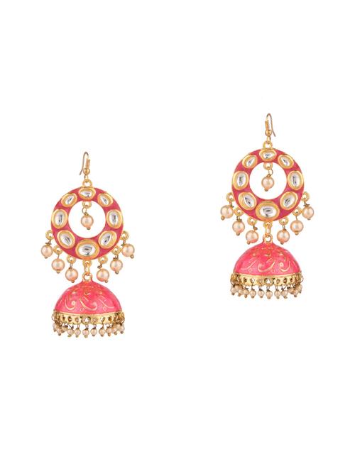 kundan floral jhumka earrings set - 17897635 - Very Small Image - 1