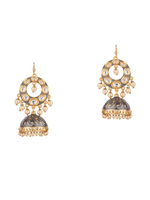 kundan floral jhumka earrings set - 17897637 - Very Small Image - 1