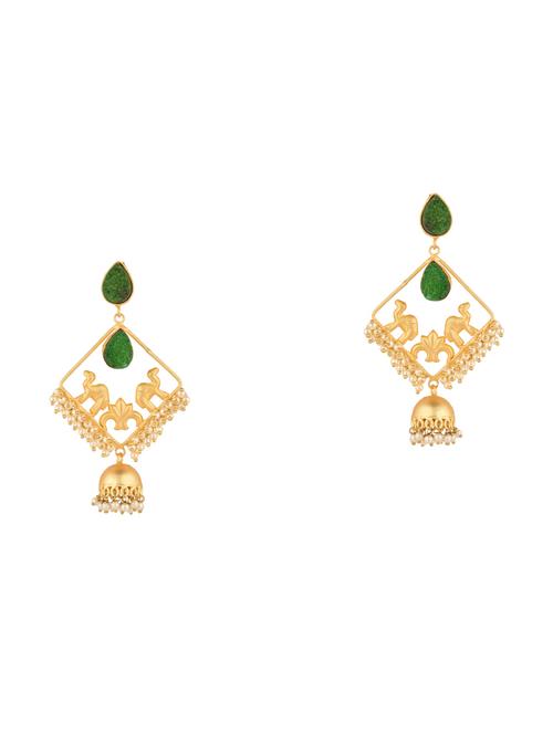 stone crystal dangle jhumka earrings - 17897640 - Very Small Image - 1