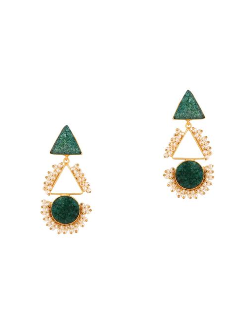 stone crystal dangle geometrical earrings - 17897652 - Very Small Image - 1
