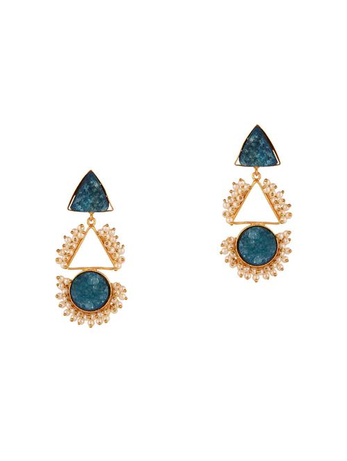 stone crystal dangle geometrical earrings - 17897653 - Very Small Image - 1