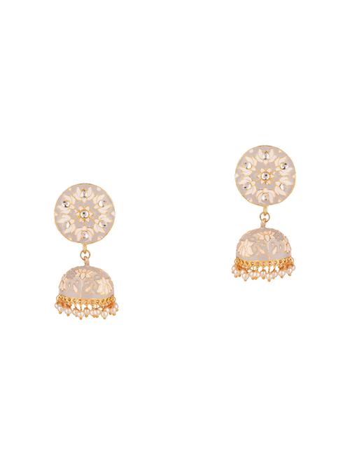 kundan meenakari jhumka earrings set - 17897688 - Very Small Image - 1