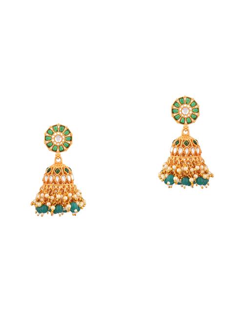 traditional kundan jhumka earrings - 17897704 - Very Small Image - 1